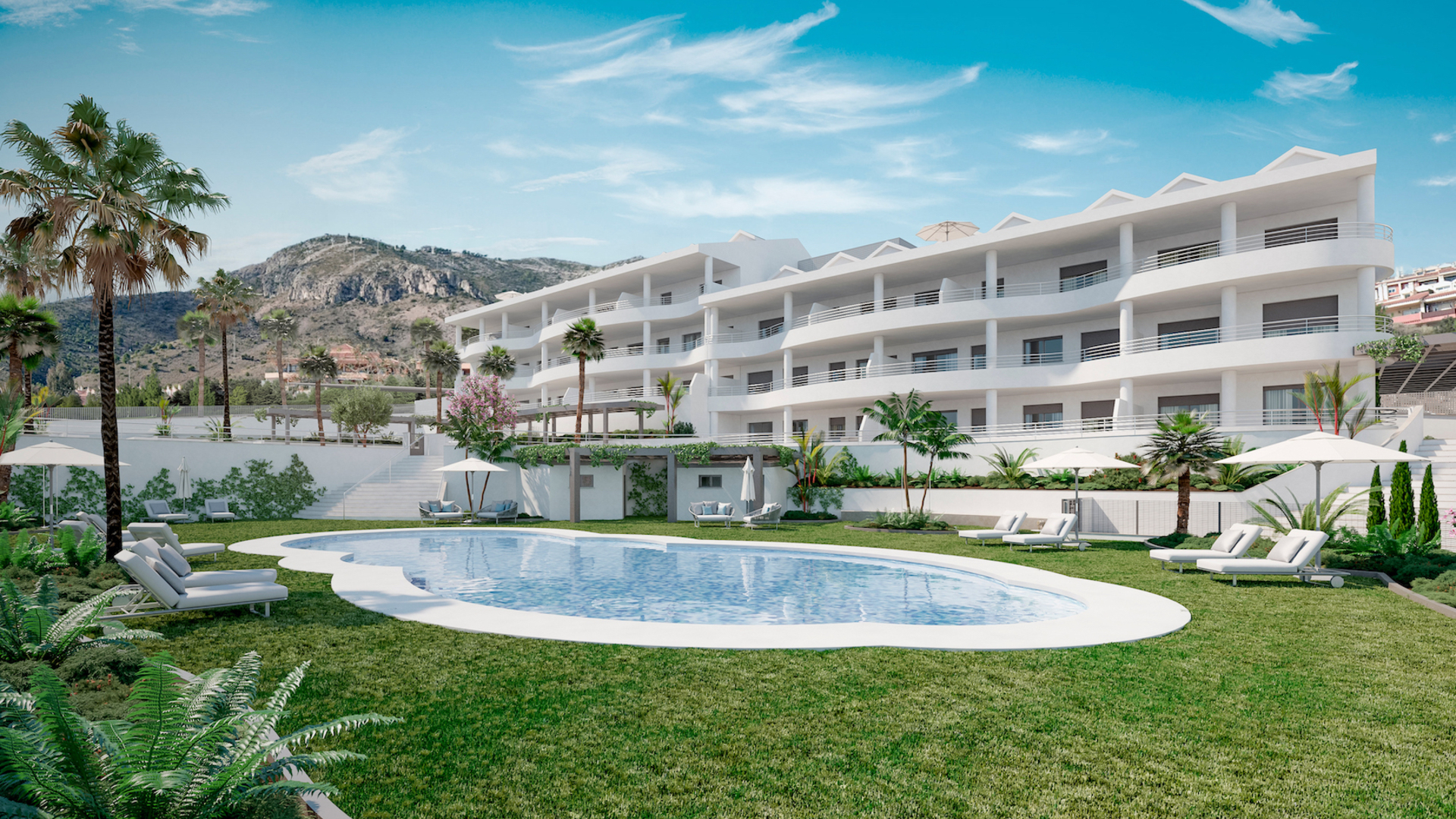 Residenz am Rande von Benalmádena mit Meerblick