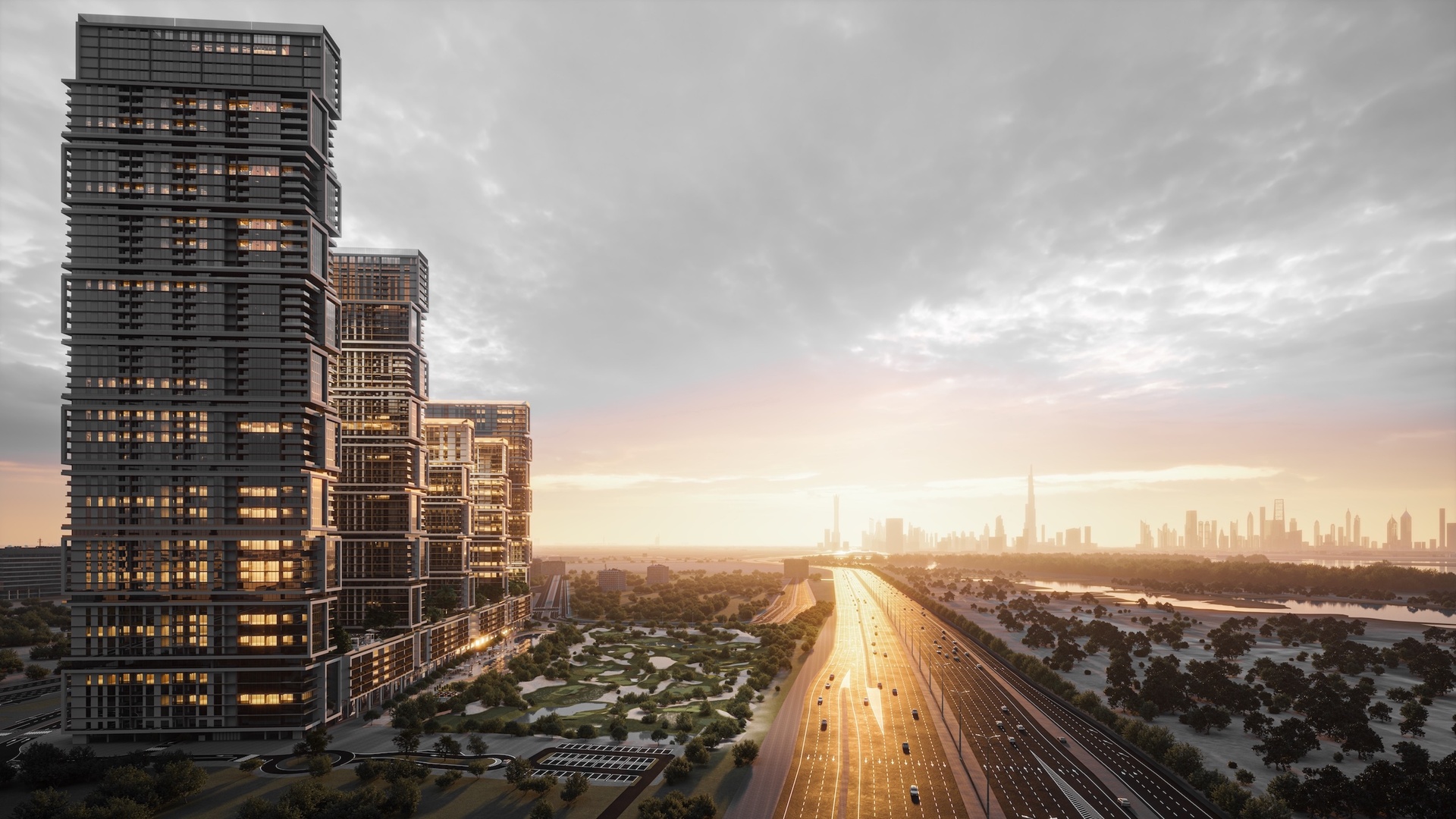 Ein einzigartiger Wolkenkratzer-Wohnkomplex mit Luxusapartments und Villen am Rande der Innenstadt von Dubai