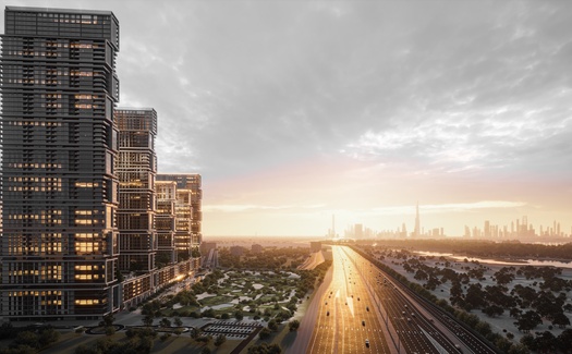 Een uniek wooncomplex in een wolkenkrabber met luxe appartementen en villa's aan de rand van het centrum van Dubai