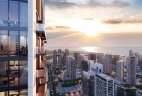 Moderne appartementen en penthouses in een wolkenkrabberresidentie in Dubai met uitzicht op zee