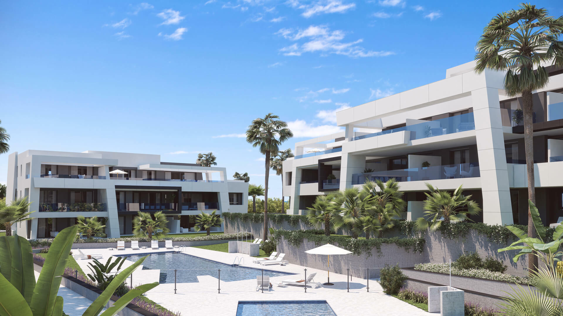 Moderne appartementen met uitzicht op zee in de buitenwijken van Estepona