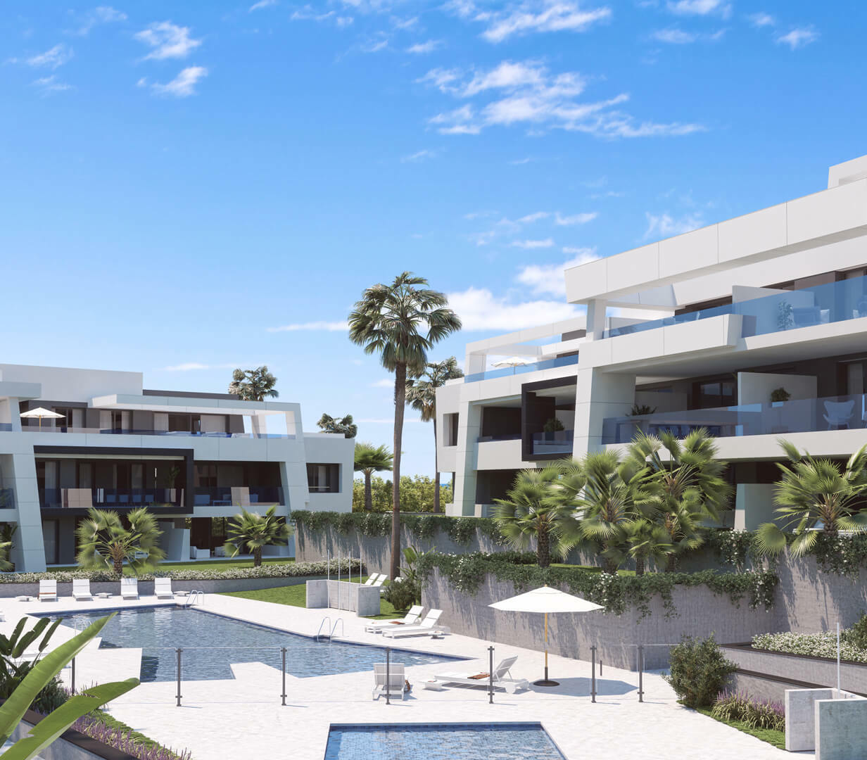 Moderne appartementen met uitzicht op zee in de buitenwijken van Estepona